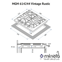 Газова варильна поверхня Minola MGM 614244 IV Vintage Rustic емаль айворі
