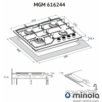 Газовая варочная поверхность Minola MGM 616224 IV бежевая эмаль