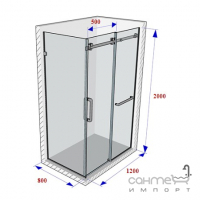 Душові двері в нішу Weston Shower Doors WKS6 1200Х800 скло з покриттям