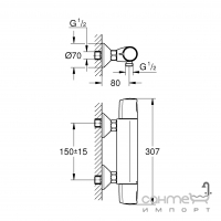 Змішувач-термостат для душу Grohe QuickFix Precision Trend 34229002 хром