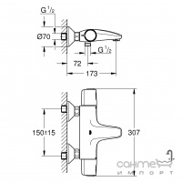 Смеситель-термостат для ванны Grohe QuickFix Precision Trend 34227002 хром