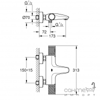 Змішувач-термостат для ванни Grohe QuickFix Precision Feel 34788000 хром