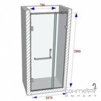 Душевая дверь в нишу Weston WD2 1070x2000 polish/прозрачное стекло, ручка-полотенцедержатель