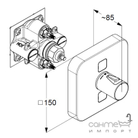 Зовнішня частина змішувача-термостату для душу на 2 споживача Kludi Push 389110538 хром