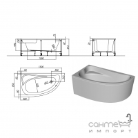 Асиметрична ванна акрилова Kolpa-San Calando-D 150x85 біла, правостороння