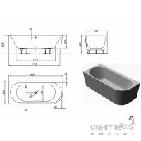 Асиметрична акрилова ванна з панеллю та сифоном Kolpa-San Dream L 180x80 SP біла, лівостороння