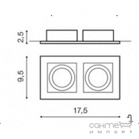 Врезной двойной точечный светильник GU5,3/GU10 Your Light TS-6229S TS5205, белый