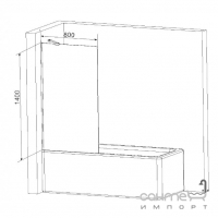 Шторка для прямоугольной ванны AM.PM Gem WU90BS-D080-140CT прозрачное стекло