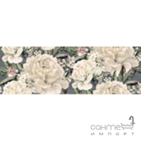 Настінна плитка із декором квіти Cersanit Gracia Grey Flower Satin 600x200