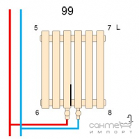Водяний радіатор Betatherm Ellipse 1 1800х445 кольору
