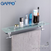 Стеклянная полочка с держателем для полотенца Gappo G1807-4 хром/прозрачное стекло