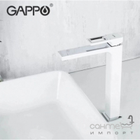 Смеситель для раковины высокий Gappo Futura G1017-2 хром/белый