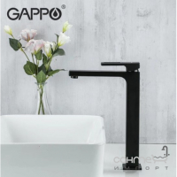 Смеситель для раковины высокий Gappo Futura G1017-62 матовый черный