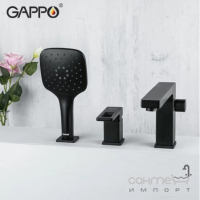 Смеситель для ванны врезной на три отверстия Gappo Futura G1117-6 матовый черный
