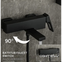 Змішувач для ванни з душовим гарнітуром Gappo Futura G3217-6 матовий чорний