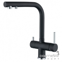 Змішувач для кухні з виливом для фільтрованої води Gappo G43752-7 матовий чорний/хром