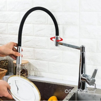 Змішувач для кухні з гнучким зливом та зливом для фільтрованої води Gappo G4398-15 хром/чорний