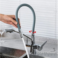 Змішувач для кухні з гнучким виливом та виливом для фільтрованої води Gappo G4398-17 хром/сірий