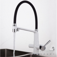 Змішувач для кухні з гнучким виливом та зливом для фільтрованої води Gappo G4398-9 білий/чорний