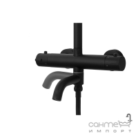 Душевая стойка со смесителем-термостатом для ванны Corsan Lugo CMN017 матовая черная
