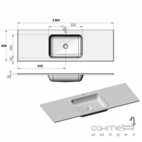 Столешница Snail раковина Тоскана 1300х600 цвет белый глянец