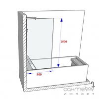 Шторка для ванны Weston WPO 900x1500 черный профиль