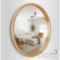 Кругле дзеркало у рамі з дерева Luxury Wood Pythagoras Perfection Slim 500x500