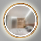 Круглое зеркало с LED подсветкой в раме из дерева Luxury Wood Pythagoras Perfection Slim LED 550x550