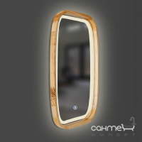 Прямоугольное зеркало с LED-подсветкой в раме из дерева Luxury Wood Pythagoras New Art Slim LED 450x750