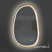 Асиметричне овальне дзеркало з LED підсвічуванням в рамі з дерева Luxury Wood Pythagoras Dali Slim LED 500x800