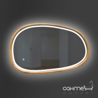 Ассиметричное овальное зеркало с LED-подсветкой в раме из дерева Luxury Wood Pythagoras Dali Slim LED 500x800