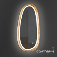 Ассиметричное овальное зеркало с LED-подсветкой в раме из дерева Luxury Wood Pythagoras Dali Slim LED 500x800