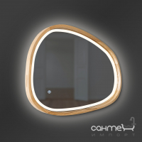 Асиметричне овальне дзеркало з підсвічуванням LED в рамі з дерева Luxury Wood Pythagoras Dali Slim LED 600x900