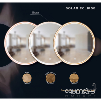 Кругле дзеркало з LED підсвічуванням в рамі з дерева Luxury Wood Eclipse Solar 500x500