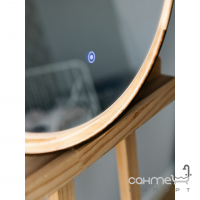 Круглое зеркало с LED-подсветкой в раме из дерева Luxury Wood Eclipse Solar 900x900