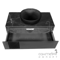 Подвесная тумба с круглой раковиной на столешнице Аква Родос Манхэттен 100 One матовый антрацит, раковина черная