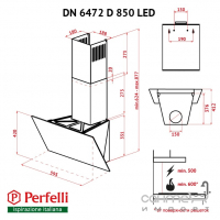 Наклонная вытяжка Perfelli DNS 5252 D 700 SG LED серое стекло