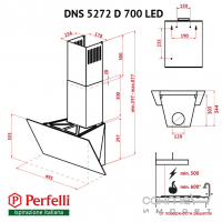 Похила витяжка Perfelli DNS 5272 D 700 WH LED біле скло