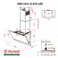 Похила витяжка Perfelli DNS 6452 D 850 GR LED сіре скло