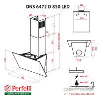 Наклонная вытяжка Perfelli DNS 6472 D 850 BL LED черное стекло