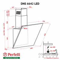 Наклонная вытяжка Perfelli DNS 6642 BL LED черное стекло