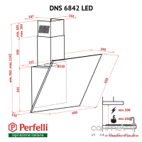 Наклонная вытяжка Perfelli DNS 6842 BL LED черное стекло