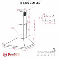 Купольна кухонна витяжка Perfelli K 5202 700 LED кольори в асортименті