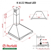 Купольная вытяжка с деревянным бордюром Perfelli K 6122 BL Wood LED черная