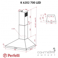 Купольна кухонна витяжка Perfelli K 6202 700 LED кольори в асортименті