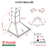 Купольна кухонна витяжка з рейлінгом Perfelli K 6332 IV Retro LED айворі/бронза