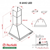 Купольна кухонна витяжка Perfelli K 6442 LED кольори в асортименті