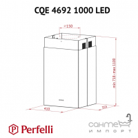 Острівна кухонна витяжка Perfelli CQE 4692 I 1000 LED нержавіюча сталь