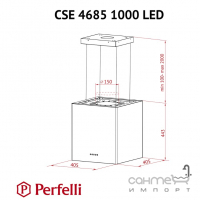 Острівна кухонна витяжка Perfelli CSE 4685 I 1000 LED нержавіюча сталь