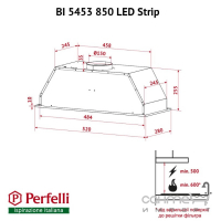 Вбудована витяжка Perfelli BI 5453 850 LED Strip кольори в асортименті